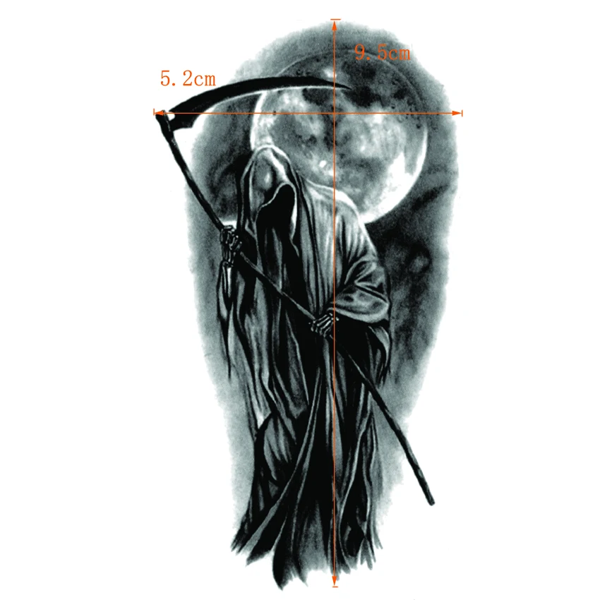 Водостойкая Временная тату наклейка Death Midnight макияж душа жнец искусственная флэш