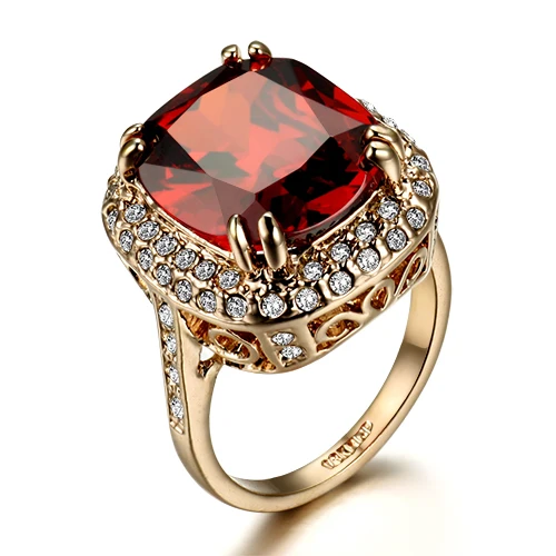 6 карат горячий красный камень кольцо кубических циркон много роскоши высокого класса для женщин подарок женский ka217