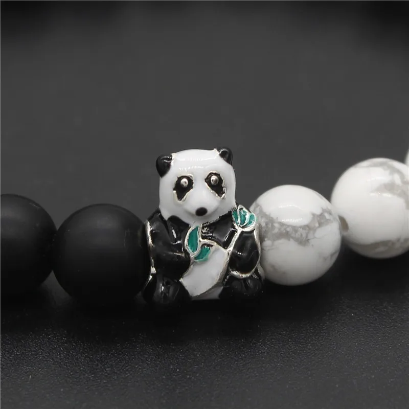 Милый браслет с фигуркой панды черный и белый 8 мм натуральный камень бусины браслеты и браслеты животное ювелирные изделия подарок MBR170464