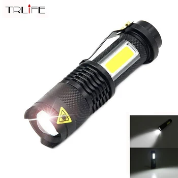 

3800LM Q5+COB LED Flashlight Portable Mini ZOOM torch Work Flashlights Use AA 14500 Battery Waterproof in life Lighting lantern