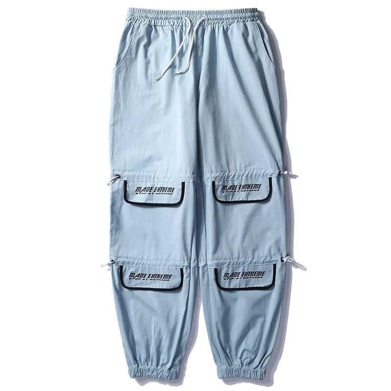 Aolamegs السراويل الرجال متعددة جيب السراويل الترنك الذكور الأزياء السراويل مستقيم مرونة الخصر الورك هوب ركض Sweatpants الشارع الشهير