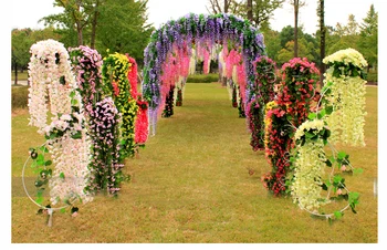

NEW High quality 72cm 4 colors Artificial silk flowers wisteria vine rattan wedding violet bean string curd decoration