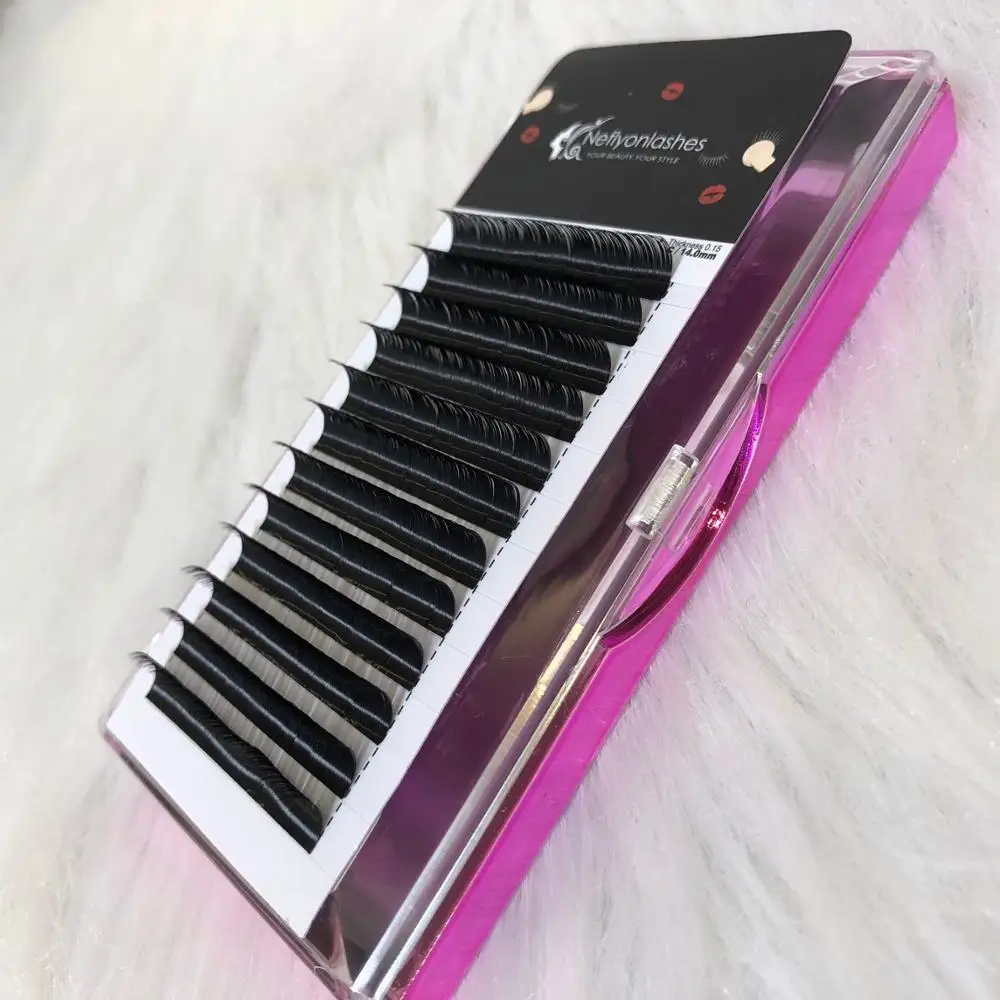 

Wholesale Individual Silk Eyelashes Extensions Mix Length Synthetic Eyelash Extension False Mink Lashes Soft Black 12 Rows Lash