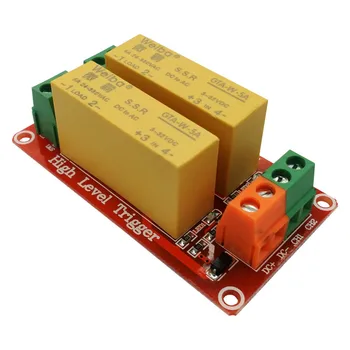 

2 channel solid state relay module 5V 12V 24V high level trigger DC control AC load 5A for PLC automation equipment control