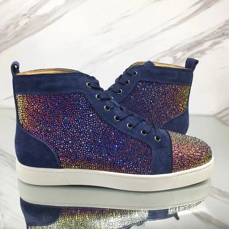 Diamant Cl De En Bleu Extérieure Andgz 2018 Mocassins Rouge Strass Cuir Chaussures Femme Lacets Cut Plat Fond À High Cristaux Swarovski xqSwff8