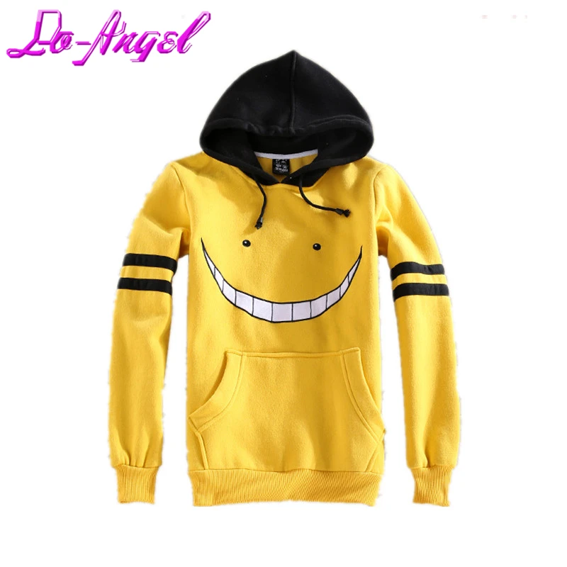 

New Assassination Classroom Korosensei Cosplay Costume Hooded Jacket Yellow Thick Warm Hoodie Coat