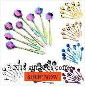 coffee spoon Colorful Spoon Long Handle Flatware Coffee Drinking Tools Kitchen stainless steel fork chopsticks drop shipping