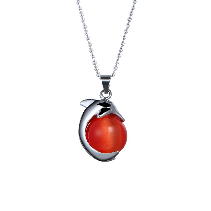 CACANA Cat Pendant Personality Glass Cat Eye Dophine Necklace Jewelry For Women