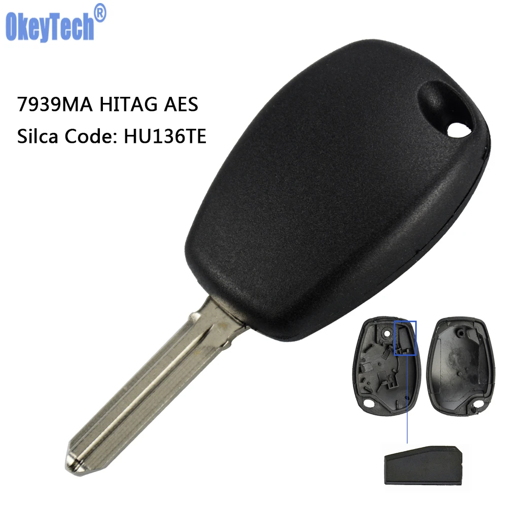 

OkeyTech Car Key for Renault Clio Iv Twingo Tacia Ect 2013 Transponder Key With 7939MA HITAG AES Chip High Quality