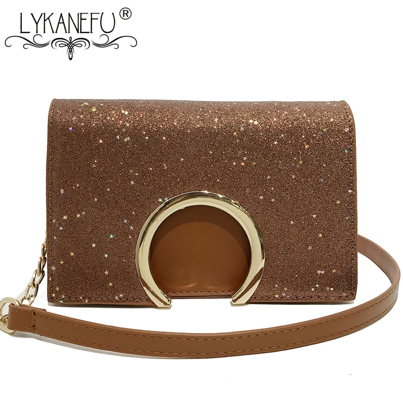 

LYKANEFU Sequins Women's Shoulder Bag Vintage Crossbody Flap Bags for Summer Sac a Main Clutch Party Ladies Messenger Bags