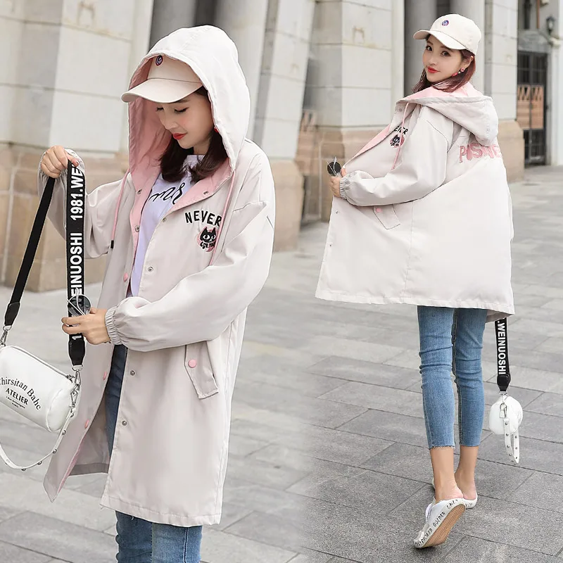 New Mid-long Embroidered Cap Baseball Dress Fashionable Casual Trench Coat large-size Women's in Autumn 2019 | Женская одежда