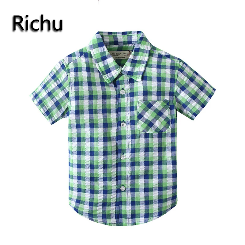 new brand cotton blouse boy shirt fashion kids baby 2T 7T school child