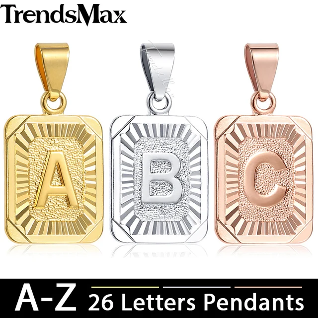 women s girls initial a z letter pendant charm gold silver capital