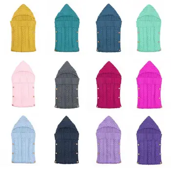 

New Baby Swaddle Wrap Warm Wool Crochet Knitted Newborn Infant Sleeping Bag Baby Envelope Sleepsack Stroller newborn Bed Blanket