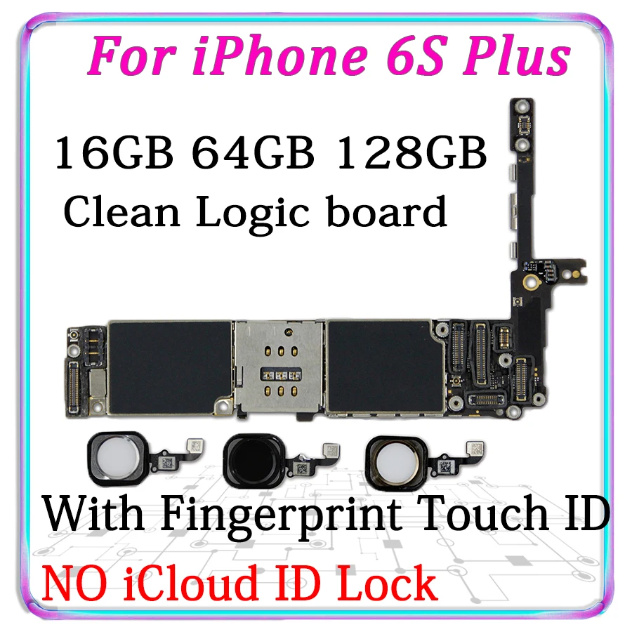 

16GB 64GB 128GB panel For iPhone 6SP 6S Plus Original Unlock Motherboard Free iCloud IOS Logic Board With Fingerprint Mainboard