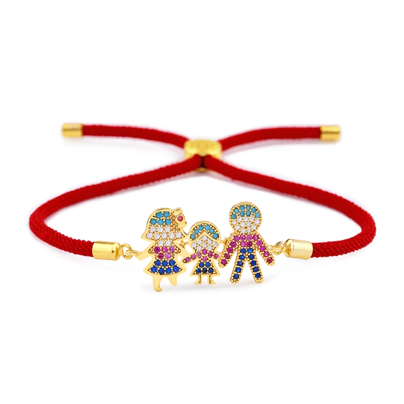 OCESRIO семья красный браслет-нить для женщин дети CZ String лучший друг Пара Браслеты для влюбленных ювелирные изделия pulseras brt-b06