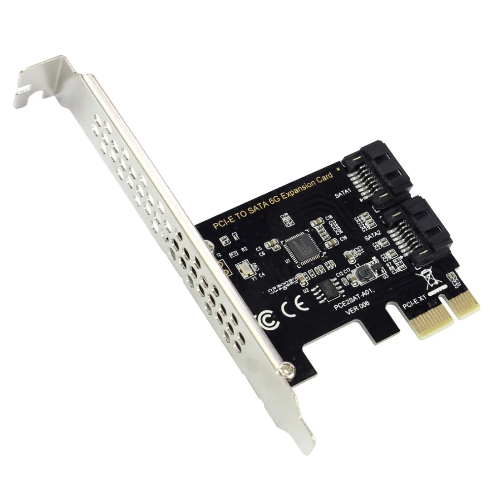

PCI-E Adapter Card PCI Express X16 to SATA3.0 7Pin 2 Ports SATA III 6G Expansion Controller Adapter Card for PC Desktop WIN7/8