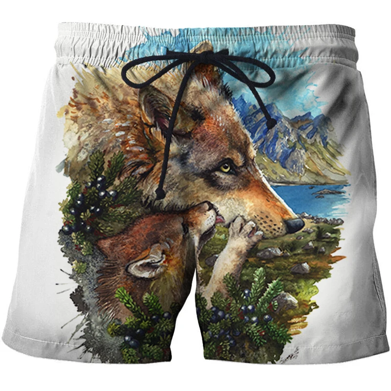 Wolf Cub Mother By Brizbazaar Art мужские пляжные шорты с 3D принтом, Короткие штаны Harajuku, быстросохнущие мужские шорты Летняя мода