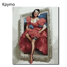 Kpymo Горячая изображение с сексуальной женщиной по номерам на холст своими руками Безрамное масляной живописи домашний Декор стены в искусстве VA-0262