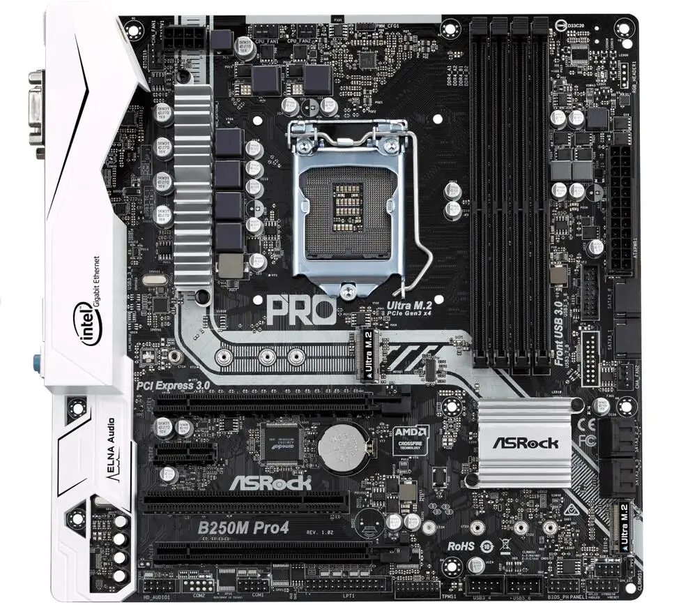 Материнская плата ASRock B250M Pro4 для Intel B250 LGA 1151 Socket SATA 6 ГБ/сек. Ultra M.2 с интерфейсом USB 3,0 type-C DDR4 Micro ATX для настольных ПК