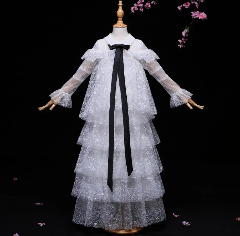

White Lace Flower Girls Dresses Ball Gown Floor Length Girls First Holy Communion Dress Princess Dress 2-12 Old HW2325