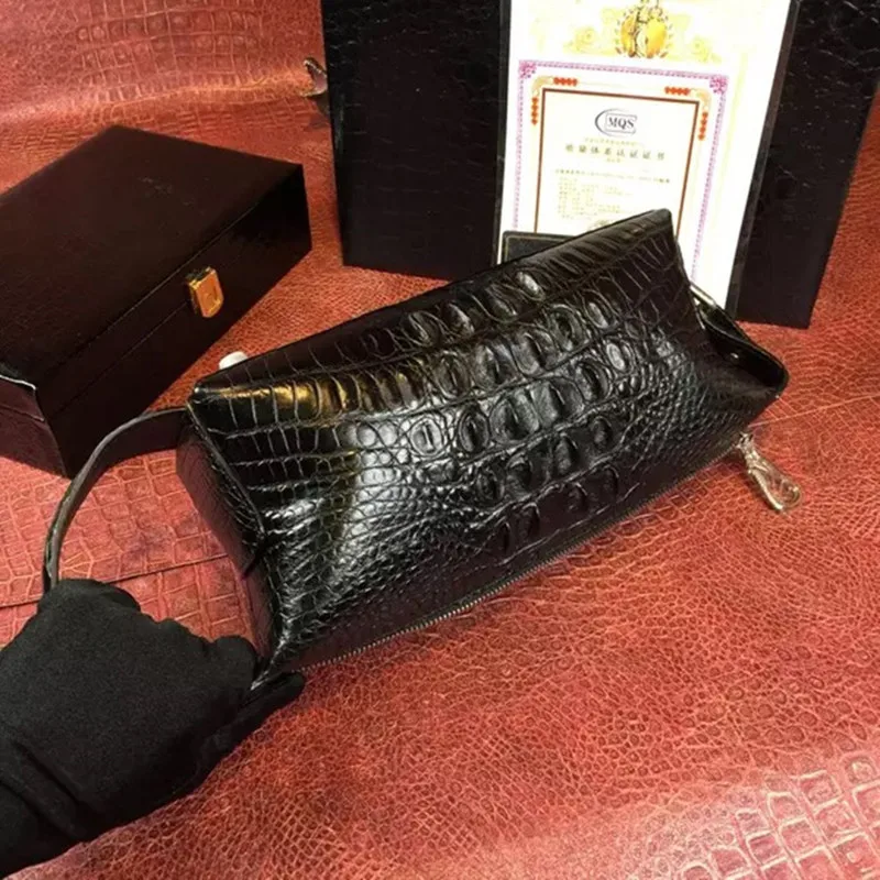 GENUINE CROCODILE SKIN LEATHER MEN/'S ZIPPER WALLETS PURSE ALLIGATOR BELT BROWN