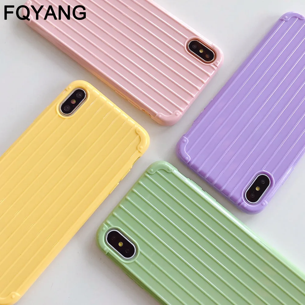 

Simple Suitcase Phone Case for Iphone XS MAX XR Case Cute Candy Color Case for Iphone 8 7 6 6S Plus Anti-knock Soft Cover Conque