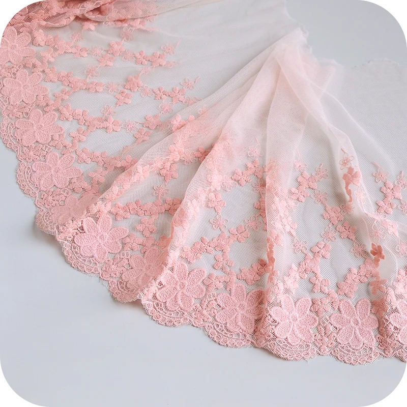 

3meters/lot 30cm Wide Cotton Embroidered+ Mesh Lace Trim Home Garden Skirt/Curtain/ Dress Accessory X405