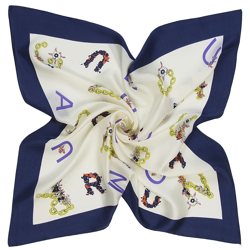 

60X60 Elegant Spring letter Silk Scarf Women Ladies Scarves Professional Small Squares Luxury Design Satin Scarf ArafatCache cou
