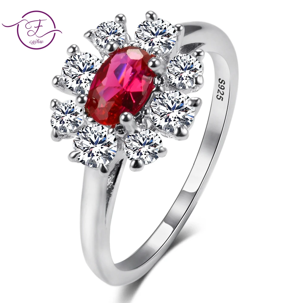 Top Sale Red Ruby Gemstone Flower Rings For Women's 925 Sterling Silver Vintage Engagement Jewelry Gifts Wholesale Top Sale Red Ruby Gemstone Flower Rings For Women's 925 Sterling Silver Vintage Engagement Jewelry Gifts Wholesale