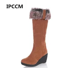 IPCCM/Новинка года; высокие сапоги на танкетке; женские теплые сапоги; Цвет Черный; 3 способа носки; замшевые женские зимние сапоги до колена