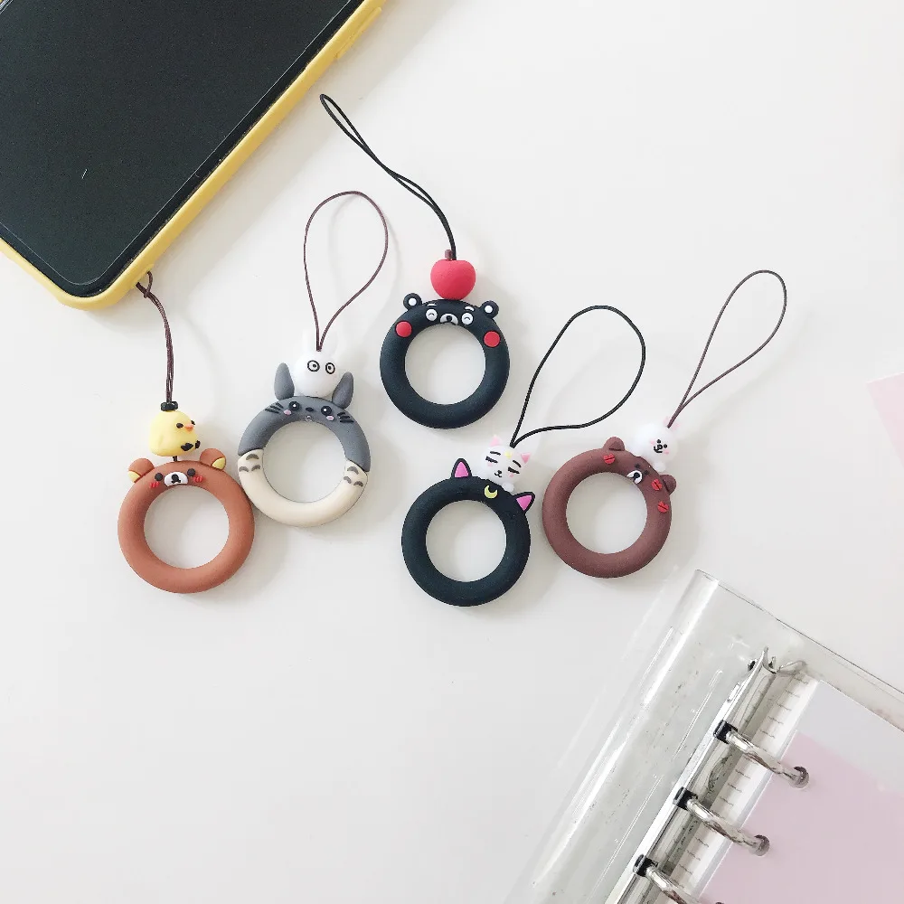 

Girl's Cute Cartoon phone strap Silicone Pendant Mobile Phone Straps Mickey minnie pink ring strap for iPhone Huawei Smart Phone