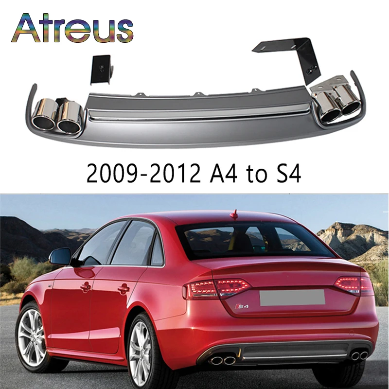 Atreus 1Set Car Exhaust Tips Pipes With Rear Bumper Diffuser For Audi A4 B8 B9 Accessories 2009 2010 2011 2012 2013 2014 2015 Atreus 1Set Car Exhaust Tips Pipes With Rear Bumper Diffuser For Audi A4 B8 B9 Accessories 2009 2010 2011 2012 2013 2014 2015