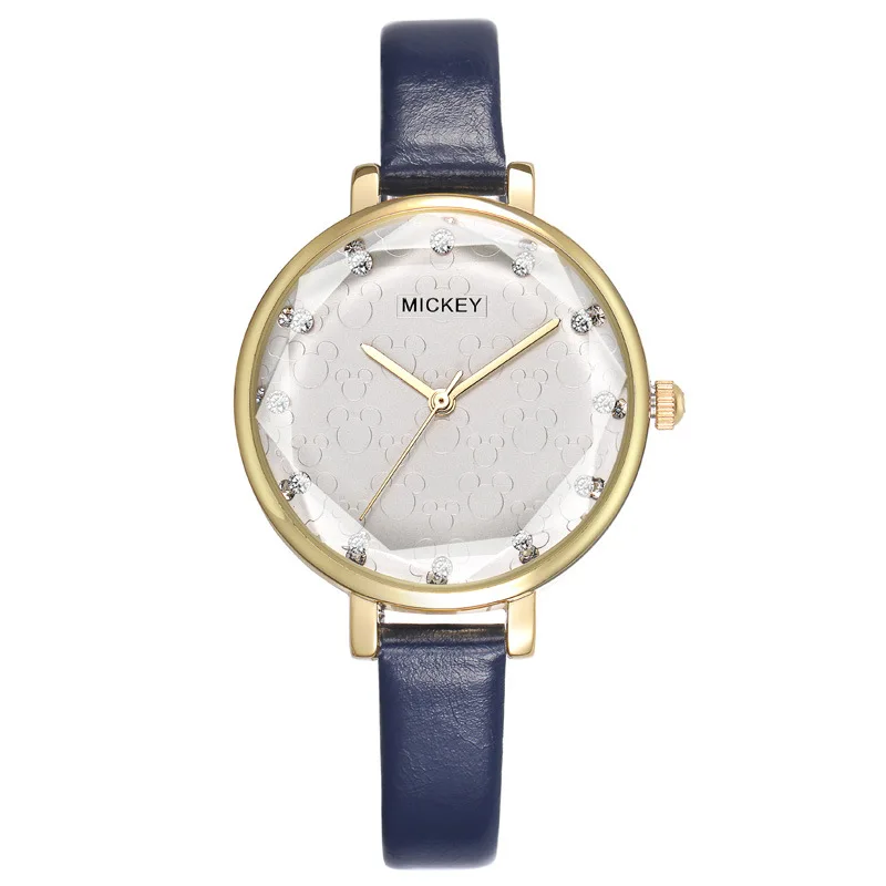

ladies watch Disney Mickey mouse female watches Genuine leather quartz women clocks luxury diamond waterproof wristwatch
