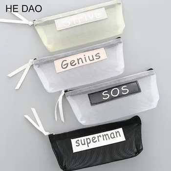 

Creative Simple Letter Lucky Mesh Clear Pencil Case School Pencil Cases Cute Stationery Pencil Bag Case Papelaria Estojo Escolar