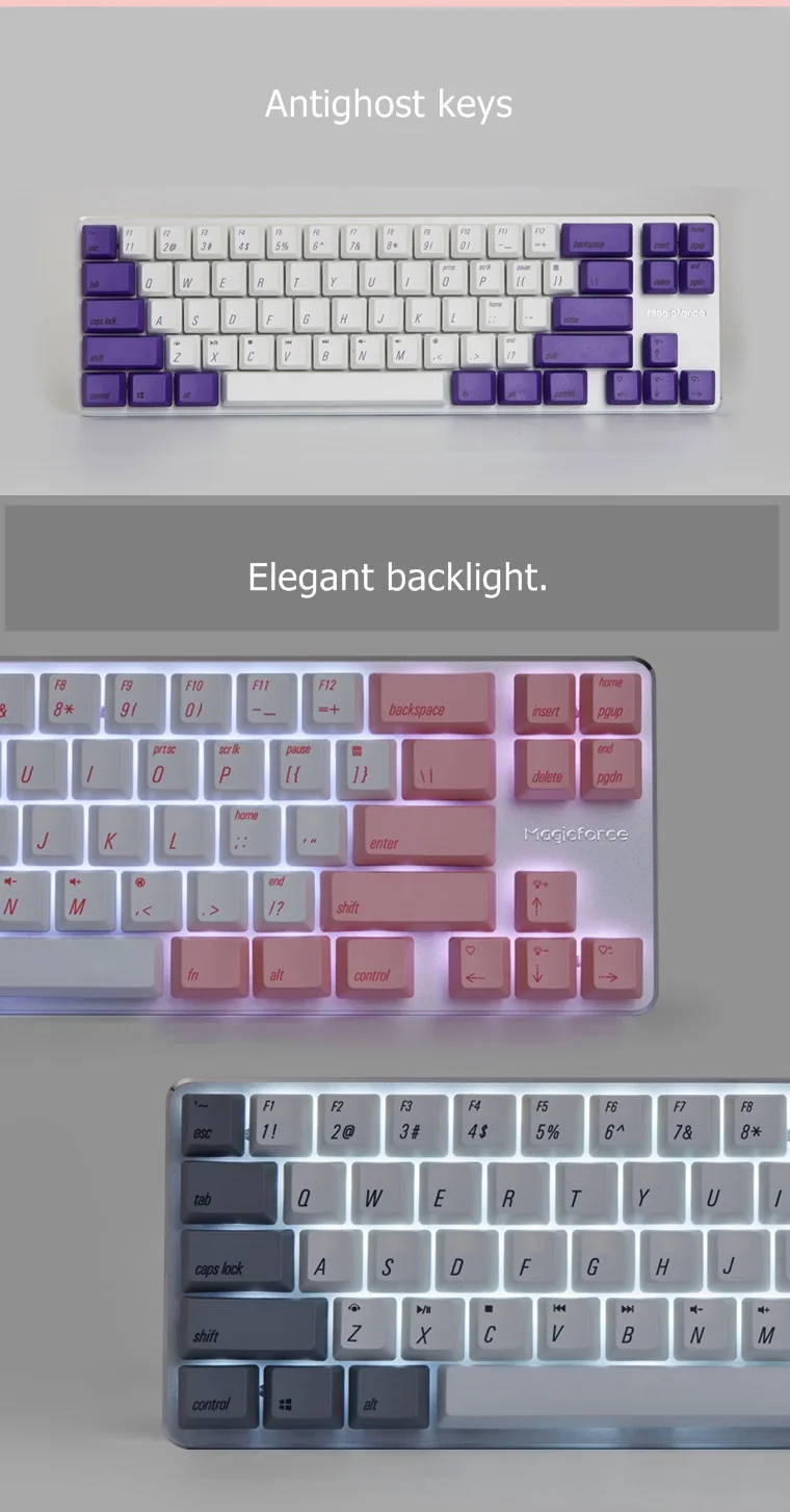 Все новые Qisan Magicforce 68 PBT сублимационная Версия USB Проводная Механическая клавиатура с подсветкой Gateron Cherry Axis