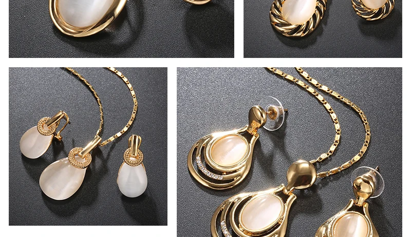 AYAYOO Dubai Jewelry Sets Bridesmaid Opal Jewelry Set For Women Wedding Jewellery Earrings Eritrean and Ethiopian Jewelry (2)