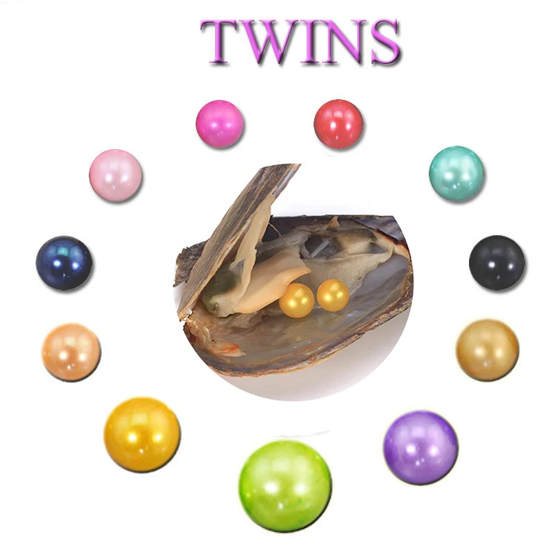 

20pcs/lot DIY round akoya oyster Jewelry 6-8mm 27color freshwater Twins pearl oyster as mystery gift with Vacuum Package Gift