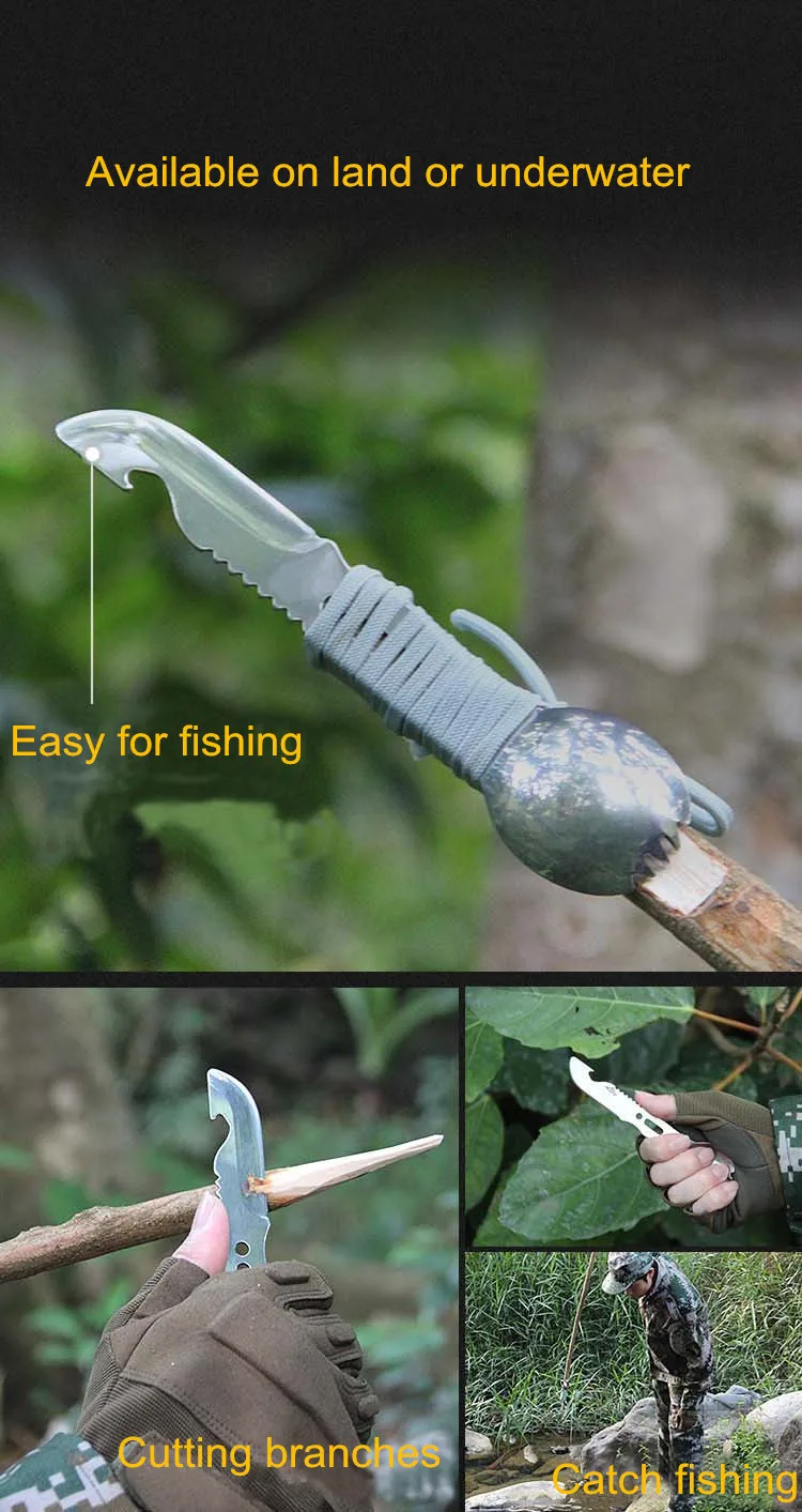 Кемпинговая вилка ложка нож со свистком для рыбалки на открытом воздухе EDC инструменты нож для выживания Самозащита для рыбалки вилка ложка s ножи