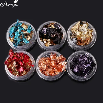 

Monja 6 Boxes/set Nail Art Colorful Aluminum Glitter Foils Flake 3D DIY Decals Sequins Manicure Decoration Accessories