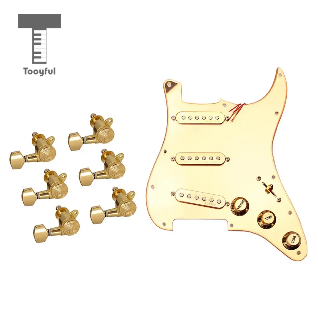 Mirror Surface Prewired SSS Pickguard Pickups+6R Sealed Gear Tuning Pegs Tuners Machine Heads for Strat ST Electric Guitar