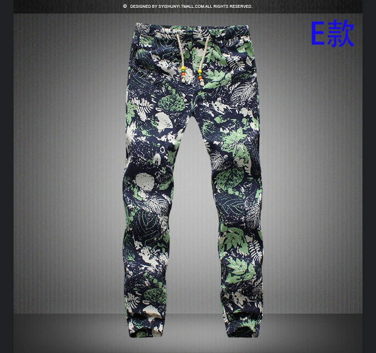 2022 New Fashion Summer Spring Autumn Men Floral Print Joggers Male Casual Summer Pants Mens Sweatpants Linen Pants Men Trouser