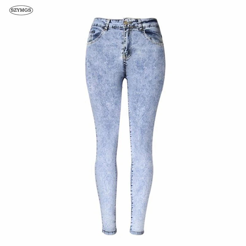 SZYMGS Elastic Snow Wash Pencil Pants jeans woman jeans for women