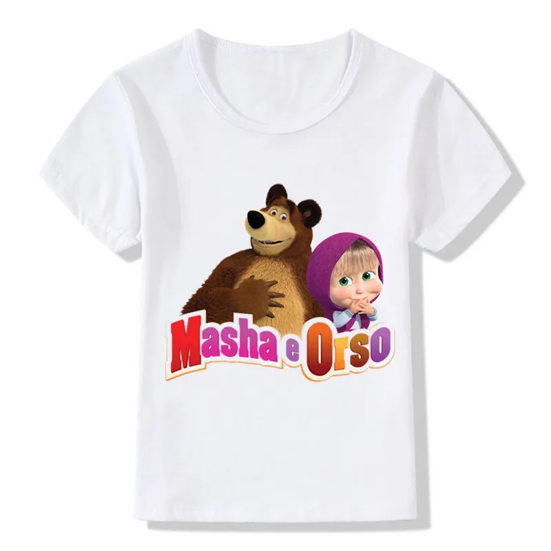 Детская рубашка с рисунком медведя и девочек Летняя хлопковая футболка с короткими рукавами и круглым вырезом для маленьких мальчиков и девочек детская повседневная одежда - Цвет: 07