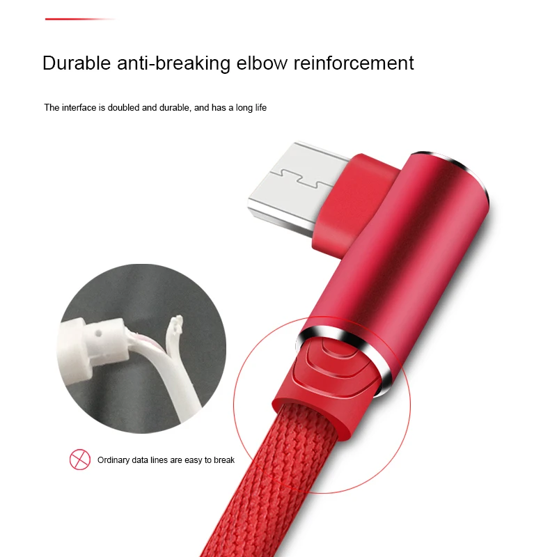 90 градусов микро USB кабели передачи данных для ускоренного зарядного Зарядное устройство кабель для S5 S6 S7 huawei Xiaomi 2M 3M USB кабель Android мобильный телефон 2A Быстрая зарядка Microusb провод шнур