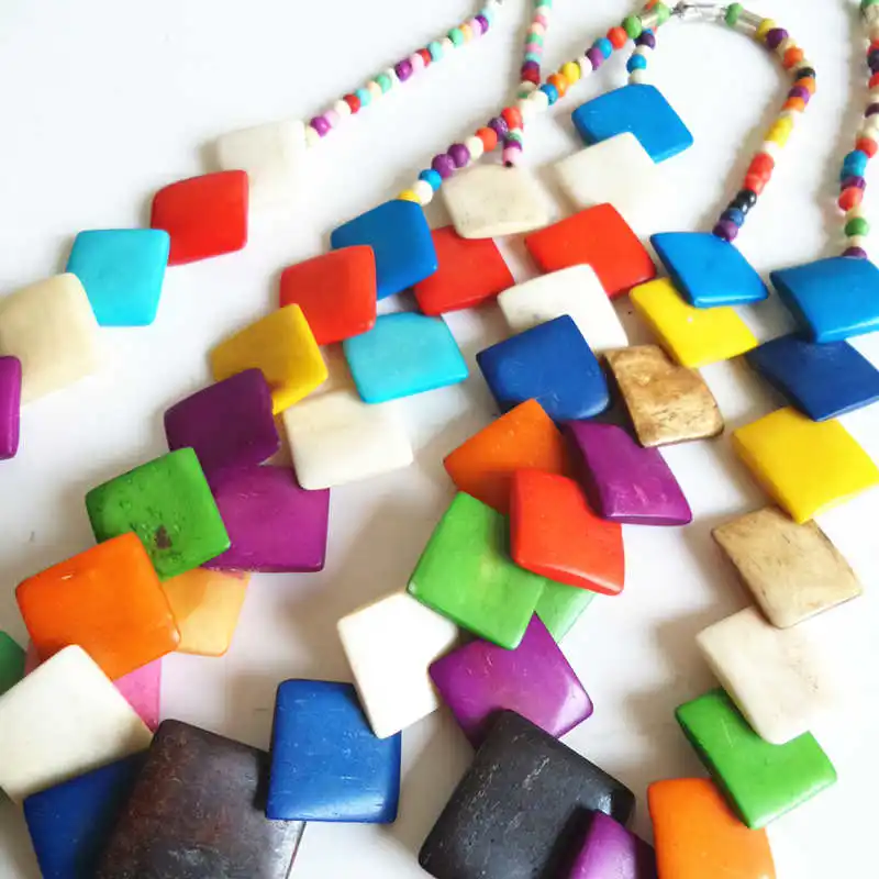 

TNL383 Tibetan colorful Yak Bone necklace Nepal vintage jewel for Summber Beach