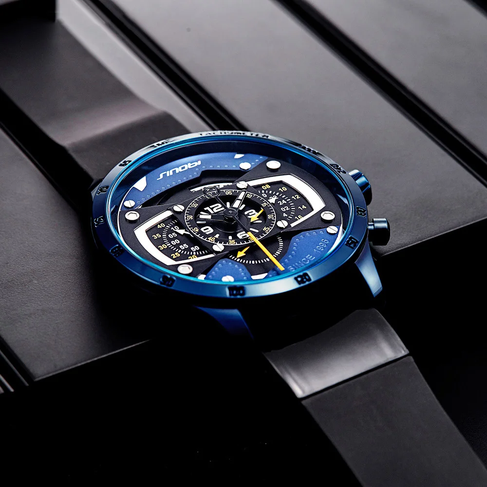 2019 New Creative Car Design Men's Watch Fashion Speed Racing Sports Chronograph Quartz Watches Men Male Big Dial Travel Clock  