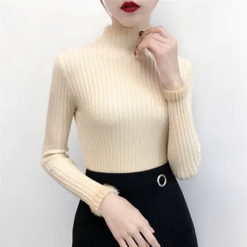 

Women Sweater Thick Turtleneck Warm Women Sweater Autumn Winter Knitted Femme Pull High Elasticity Soft Female Pullovers Sweat