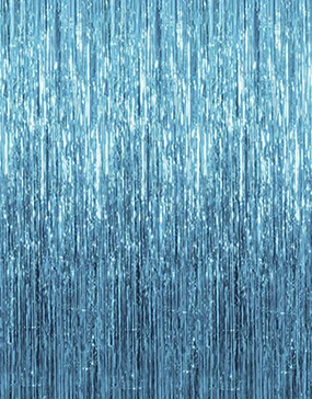 3 фута х 8 футов перламутровая металлическая мишура фольга бахрома шторы для фон для фото на вечеринке Свадебный декор - Цвет: baby blue