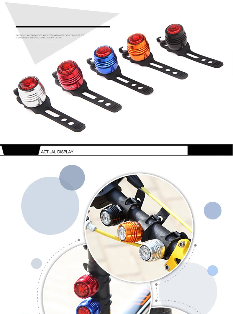 Perfect Cycling Safety Warning Lamp 6-20 Hours Runtime MTB Road Bike Rear Head Light Cycle Lighting Figment USB Charge Red White Color 8